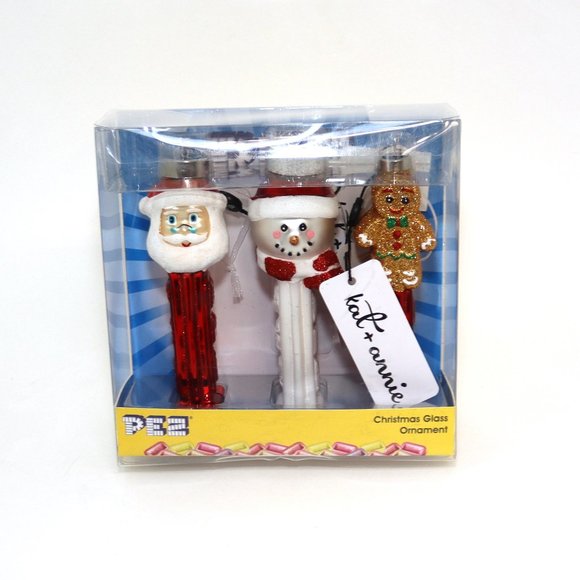 Kat + Annie SANTA CLAUS SNOWMAN GINGERBREAD PEZ Christmas Ornament NIP Set of 3 - Picture 1 of 7
